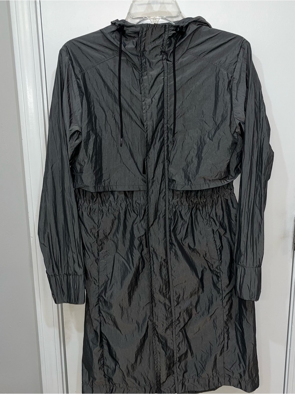EUC All in Motion brand Metallic Charcoal Mesh-Lined Trench Windbreaker - XS